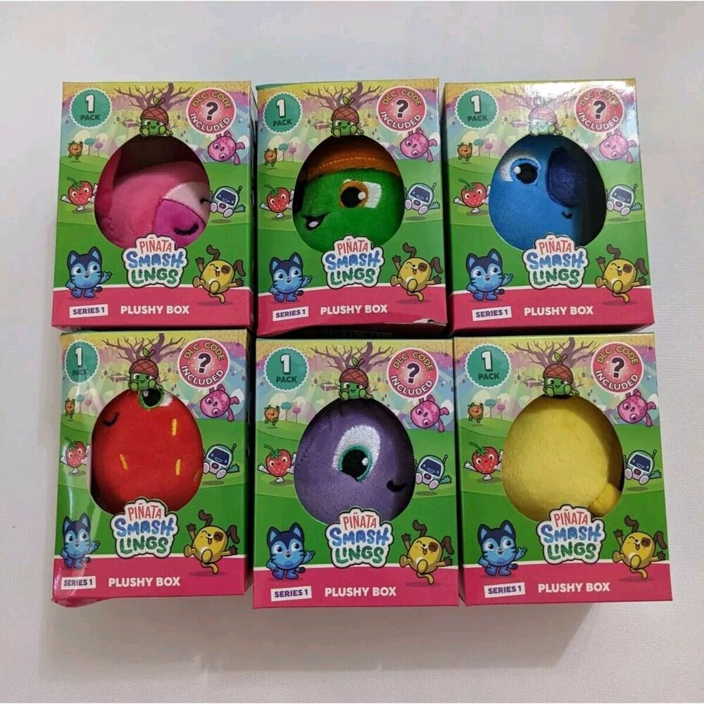 New Pinata Smashlings Series 1 Plushy Box Complete Set Of 6 Damaged Box